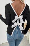 Bow-Back Detail Long Sleeve Top
