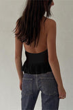 Studded Halter Peplum Tank Top