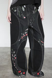 Floral Detail Wide-Leg Jeans