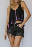 Printed Tank Top with Asymmetrical Hem