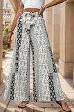 Wide-Leg Casual Pants with Tie Detail