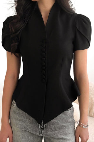 Button-Down Peplum Blouse