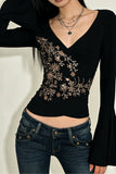 Floral Detail Wrap T-Shirt