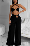 Halter Cutout Wide-Leg Pants Set