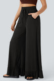 Ruffle Hem Wide-Leg Pants
