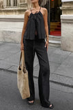 Drawstring Spaghetti Strap Pants Set