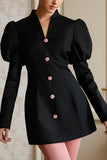 Chic Puff-Sleeve Casual Dress
