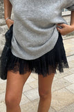 High-Waist Pleated Mini Lace Skirt