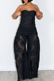 Strapless Lace Cutout Pants Set