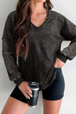 V-Neck Button-Accent Sweatshirt