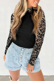 Floral Lace Patchwork High Neck Slim Top