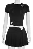 Heart Cutout Skirt Set