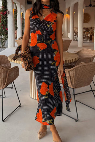 Long-Sleeve Printed Maxi Dress