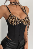 Leopard-Detail Bustier Tank Top