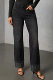Studded Cuff Straight-Leg Jeans