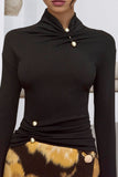 Elegant Button-Detail Long Sleeve Top