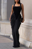 Draped Evening Gown with Fitted Bodice