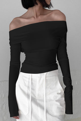 Off-Shoulder Fitted Long Sleeve Top