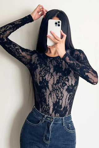 Elegant Lace Long Sleeve Bodysuit