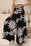 Patterned Wide-Leg Casual Pants