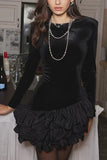Ruffle Hem Long-Sleeve Casual Dress