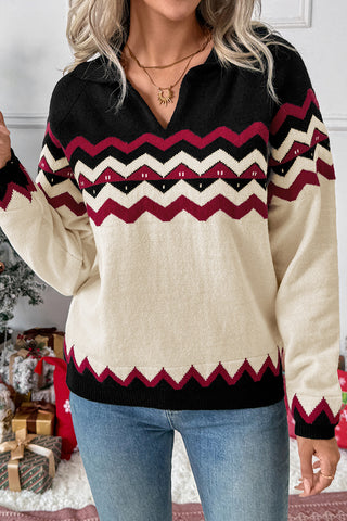 Festive Zigzag Pattern Sweater