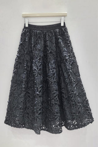 Textured Floral Skirt