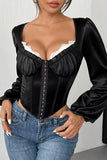 Lace-Trim Corset Blouse