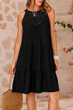 Sleeveless Crochet Trim Casual Dress