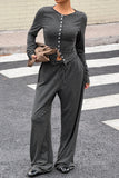 Striped Button-Front Pants Set