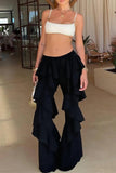 Ruffle-Trim Casual Pants