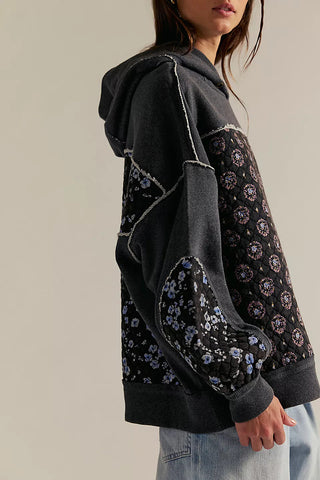 Patchwork Quilted Hoodie Sweatshirt