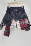 Patchwork Mini Skirt with Denim Accent
