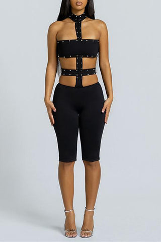 Studded Cutout Romper