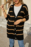 Striped Button-Front Cardigan