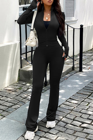 Zip-Front Slim Fit Pants Set