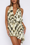 Halter Neck Mini Dress with Asymmetrical Hem