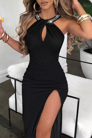 Keyhole Neckline Evening Dress