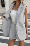 Pinstripe Button Shorts with Pockets