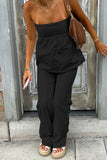 Strapless Top and Flared Pants Set