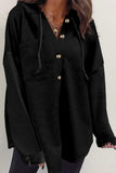 Button-Front Knit Hoodie