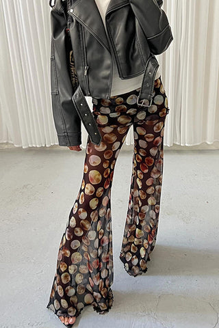 Flared Polka Dot Casual Pants