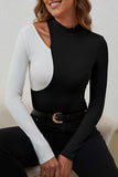 Asymmetric Cutout Ribbed T-Shirt