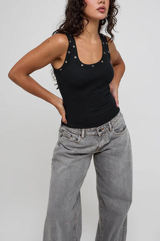 Eyelet-Trim Tank Top