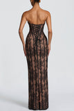 Strapless Sheer Evening Gown