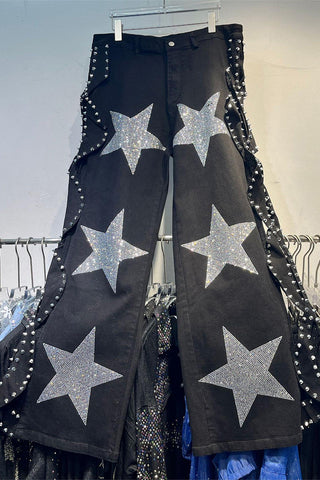 Star Embellished Straight Jeans