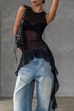 Sheer Layered Sleeveless Blouse