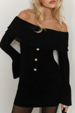 Off-Shoulder Buttoned Blouse