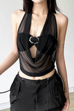 Sheer Halter Cami Top with Cutout