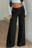 Wide-Leg Pinstripe Casual Pants